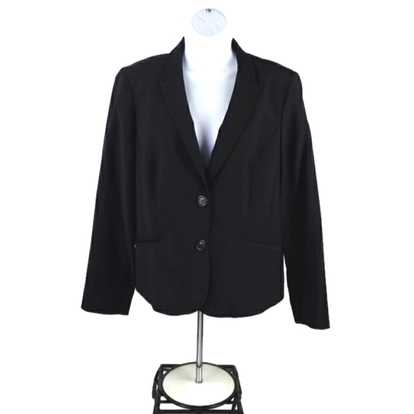 Talbots Black Wool Blend Long Sleeve Two Button Blazer Jacket Womens 12P NWT - Picture 1 of 15